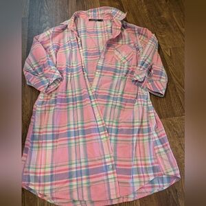Lauren Ralph Lauren Shirt Women's Medium Pink Plaid Cotton RLL Monogram